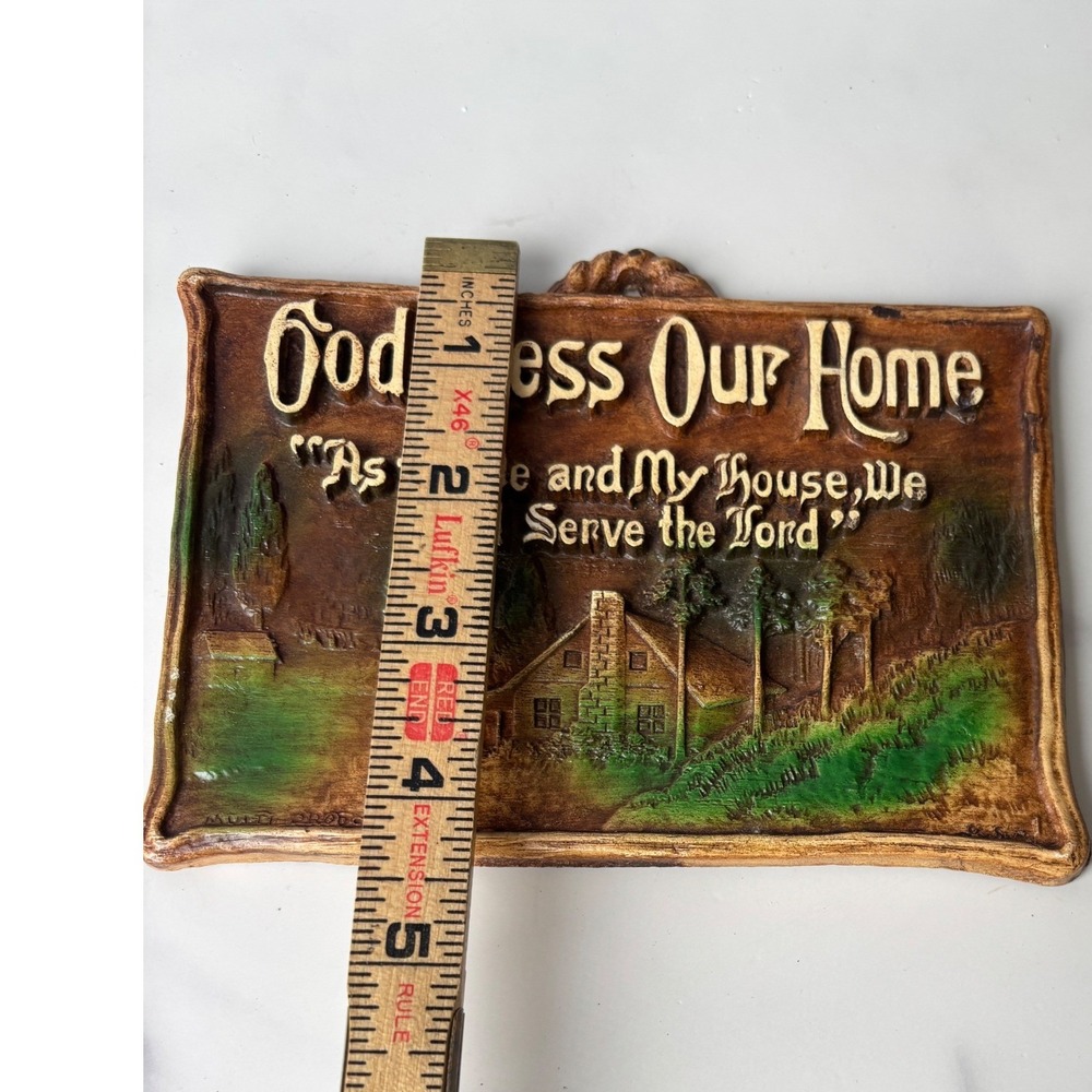 Vintage Multi Products Inc God Bless Our Home 3D Relief Wall Plaque Cabin Decor - Picture 4 of 5